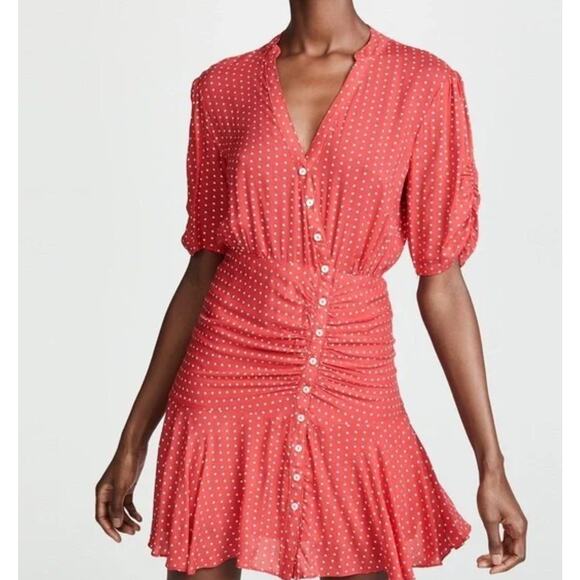 Free People Pippa Polka-Dot Mini Sz XL Button-Down Dress Y2K Feminine Cottage - Picture 12 of 16
